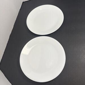 2 Corelle Salad Luncheon Plates 8.5” All White Excellent USA Chip Resistant